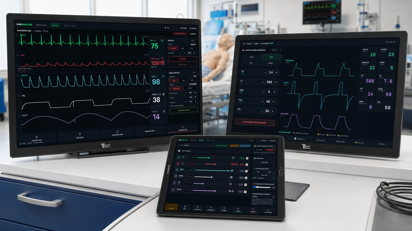 Sala de simulación clínica equipada con Vent SimMonitor